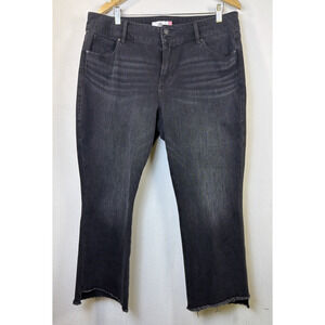 CAbi 4519 Womens High low Straight Jeans 16 Black Denim Stretch crop boho y2k